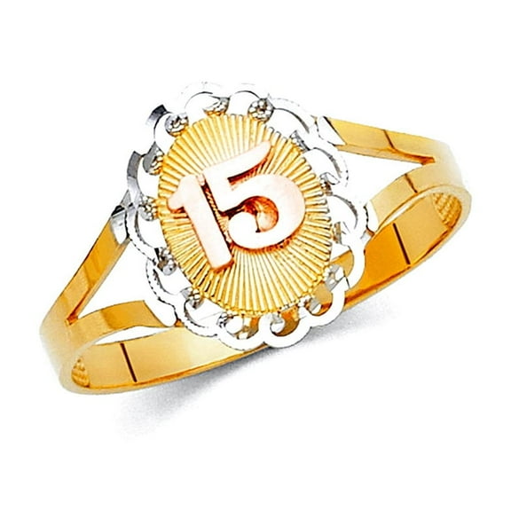 14k Gold Quinceanera Sweet 15 Years Ring Size 7 Ring for Women - 1.5 Grams