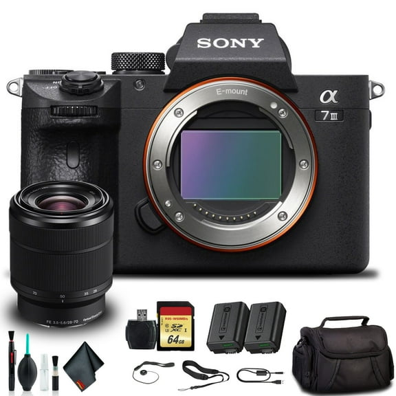Sony Alpha a7 III Mirrorless Camera with 28-70mm Lens, 24.2MP Full-Frame Bundle 64GB Card and Bag (International Model)