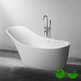 thumbnail image 3 of Rainlex 67" Freestanding Soaking Solid Surface Bathtub in White, 3 of 12