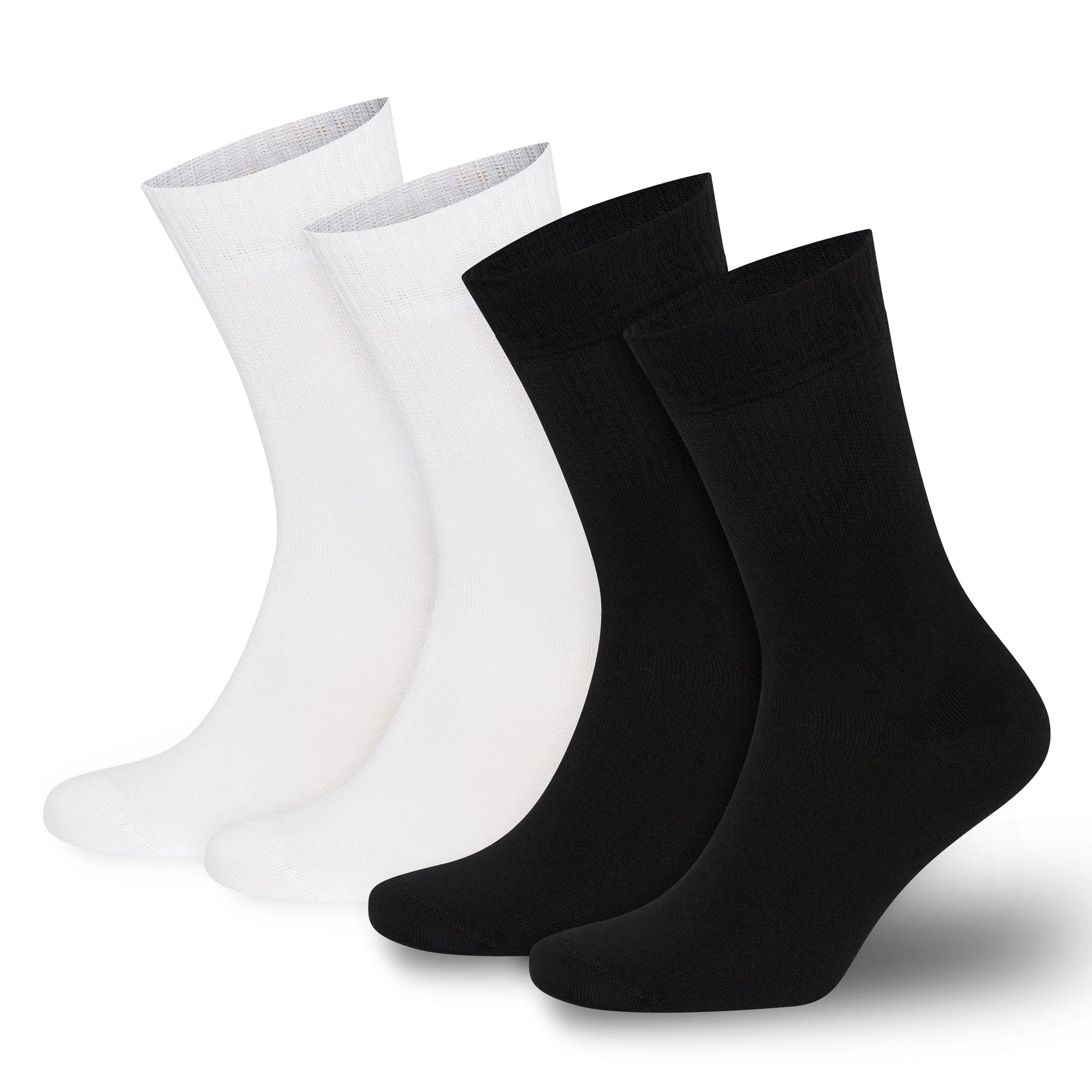 Bambooven Bamboo Diabetic Crew Socks, Non-Binding, Size 9-12, 4 Pairs