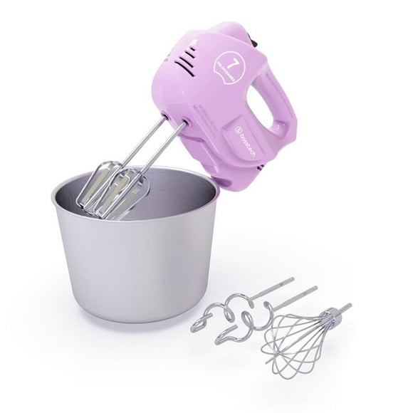 Batidora Bosstech 200 watts 7 velocidades con batidores, amasadores, espumador y
Bowl de acero inoxidable