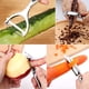thumbnail image 3 of Juego de 2 peladores de acero inoxidable de primera calidad, cuchillo de pelar giratorio en forma de Y e I con hoja afilada y mango antideslizante, pelador de verduras y patatas para tomates, zanahorias y frutas brillar Electrónica, 3 of 5