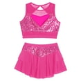 thumbnail image 6 of Doomiva Big Girls 2 Piece Dance Outfits Crop Top with Skirt Jazz Latin Ballroom Performance Dancewear Hot Pink 10, 6 of 7