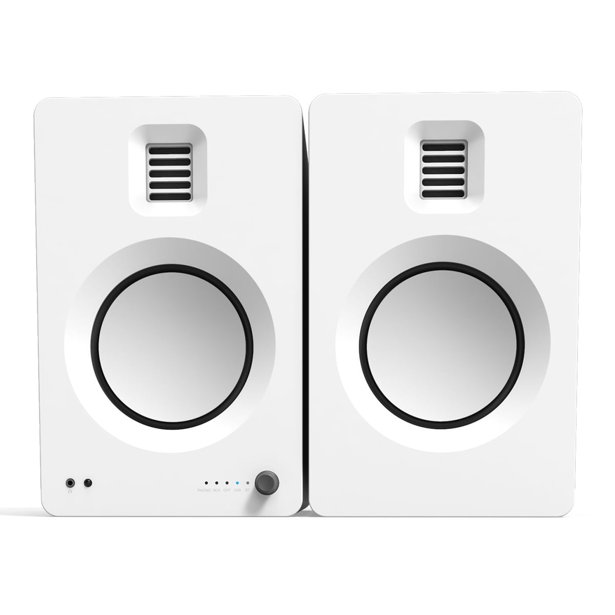 Kanto TUK Premium Powered Speakers with SE6 Elevated Desktop Speaker Stands (White)