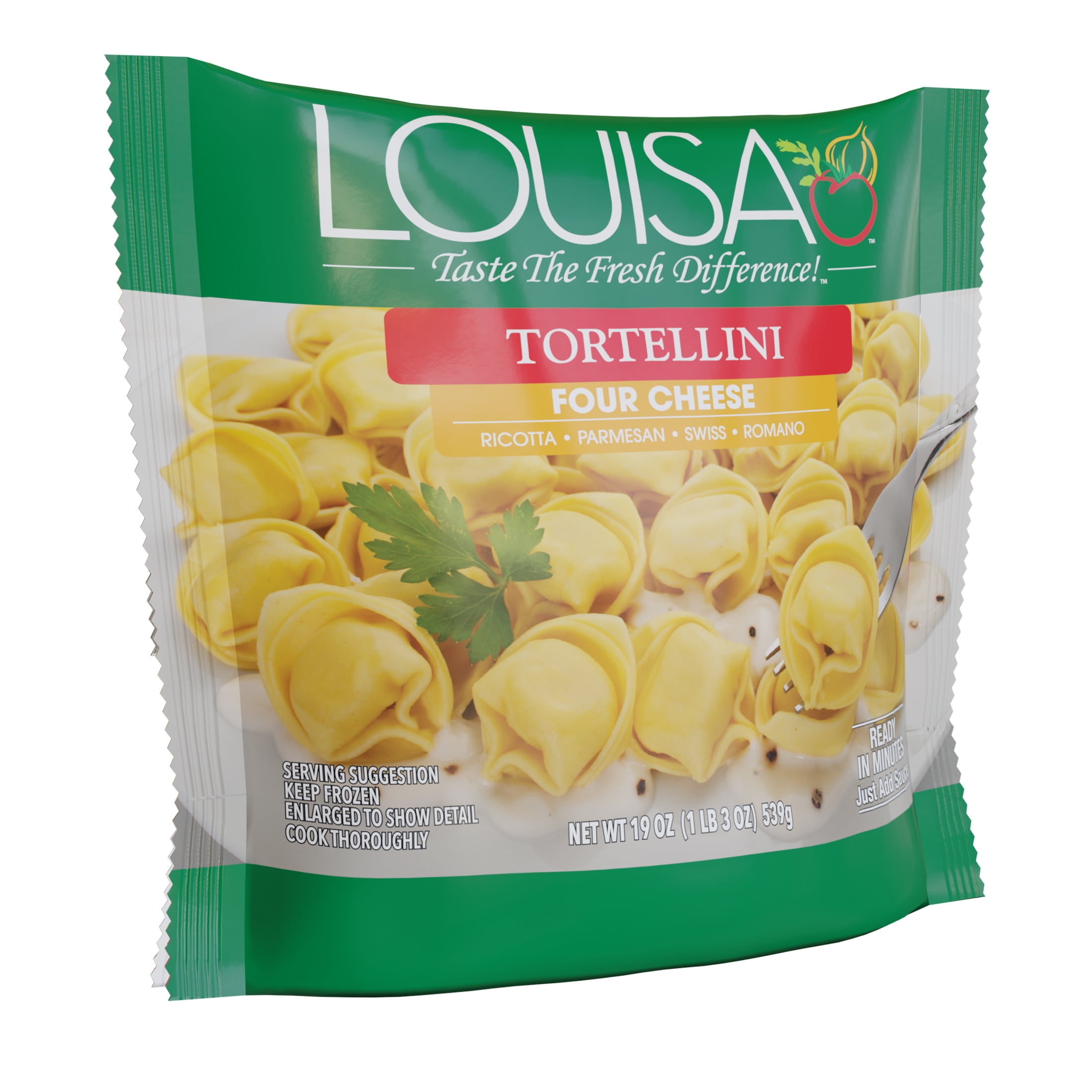 Louisa Four Cheese Tortellini, Frozen Pasta Meal, 19 oz Bag
