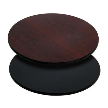 Soro Essentials- 24'' Wood Round Table Top with Black or Mahogany Reversible Top- Laminate Reversible Table Top for Home Dining Office Boardroom Living Room and Commercial