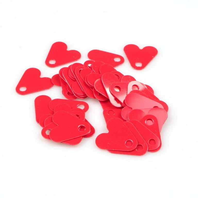 100Pcs Plastic Fishtail For Spoon Fishing Lures Red Heart Sequins (15Mm) 