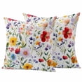 thumbnail image 2 of Pack of 2 Outdoor Pillow Covers 26x26 Inch Waterproof Floral Throw Pillow Covers,Decorative Couch Pillow Shams Protectors Red Yellow Pink Blue Flower Purple Lavender Leaf Patio Cushion Pillowcases, 2 of 8