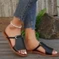 thumbnail image 5 of Xfvqtps Slide Sandals for Women Flat Sole Side Cut out Wide Band Flat Sandals Open Toe Casual Shoes Slide Slippers Black, 5 of 9