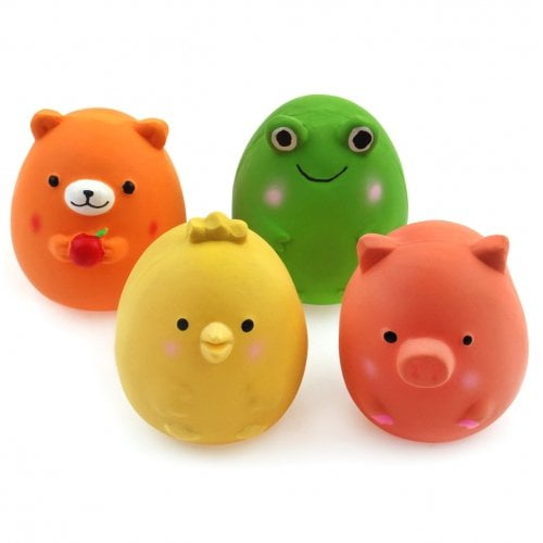 Chiwava Squeak Latex Puppy Toy Funny Animal Sets Pet Interactive Play for Small Dog Assorted Color 4 Pack 2.4''