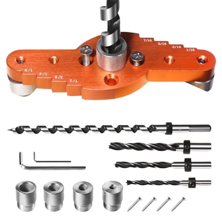 Drill Guide Centering Hole Drill Dowel Jig Kit for DIY Woodworking Projects