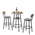 thumbnail image 2 of Round bar stool set with shelf, upholstered stool with backrest, Rustic Brown, 23.62'' W x 23.62'' D x 35.43'' H, 2 of 13