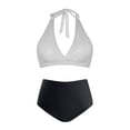 thumbnail image 4 of Yammkia Women Two Piece Bikini Set Halter Triangle Swimsuit Cheeky String Bathing Suits Bikini Sets(White,XL), 4 of 6