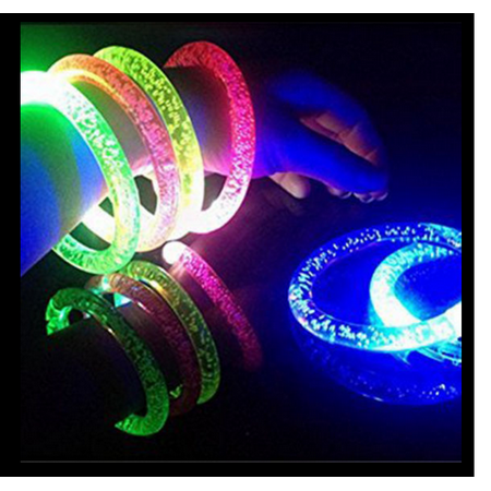 Glitter Led - 10 Led Flashing Light Up Glitter Bangle Bracelets Rave Party Favor Bag Pinana Stuffer + FREE Temporary Body Tattoo!