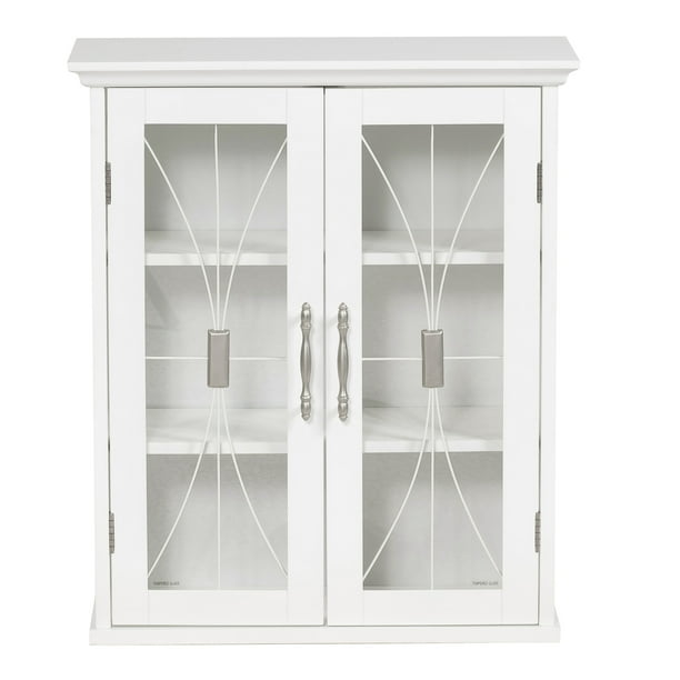 Teamson Home Delaney Removable Wooden Wall Cabinet With 2 Doors White Com - White Wall Unit With Glass Doors Teamson Home Delaney Removable Wooden Wall Cabinet With 2 Doors White Com - White Wall Unit With Glass Doors