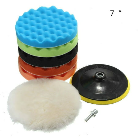 Yosoo 7Pcs Sponge Polishing Waxing Buffing Pads Kit Set Compound Auto Car Polisher + M14 Drill Adapter Kit (Best Pad For Buffing A Car)