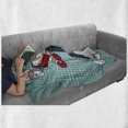 thumbnail image 6 of Indie Soft Flannel Fleece Blanket, Pop Art Scenery with Hipster Santa Claus on Scooter with Gift Bag Christmas Theme, Cozy Plush for Indoor and Outdoor Use, 50" x 60", Teal Red Blue, by Ambesonne, 6 of 6