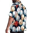 thumbnail image 3 of Baseball Men's Casual Printed Poplin Short Sleeve Button Down Beach Shirt with Spread Collar Top, 3 of 6