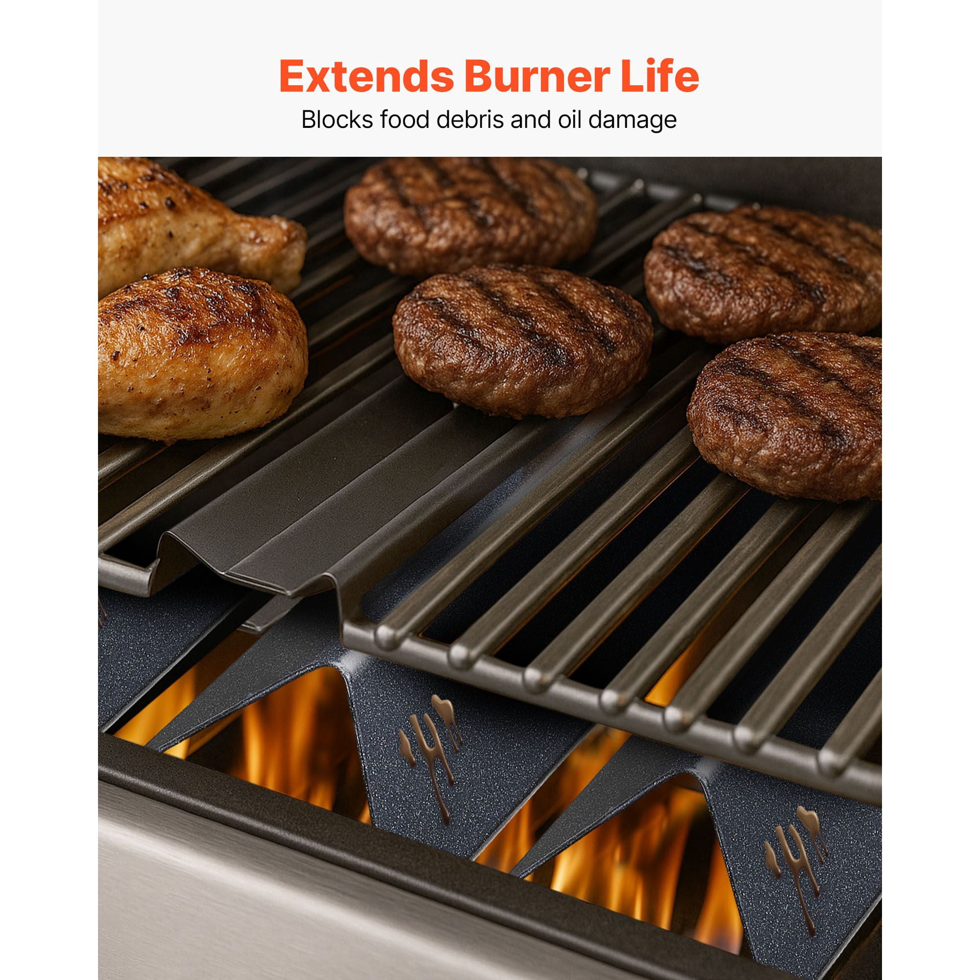 Flavorizer Bars 3-Pack Snowflake Porcelain Enameled Steel Compatible with Weber Spirit I and II 200 Series Gas Grills