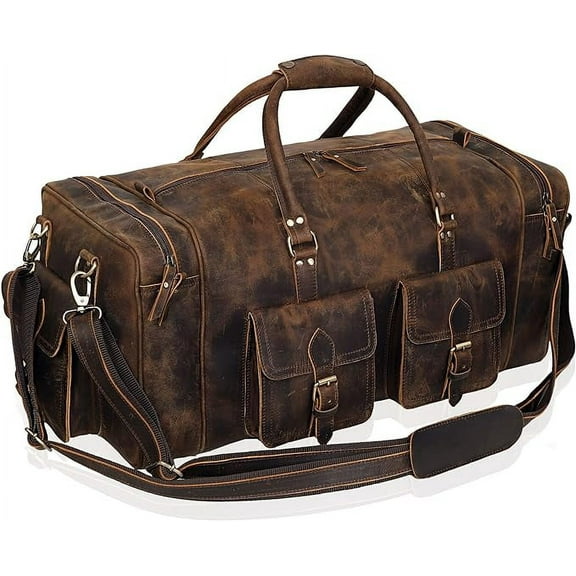 RUZIOON Large 28 inch duffel bags for men hold all leather travel bag overnight gym sports weekend bag (28" X-Large)