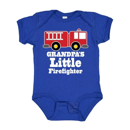 

Inktastic Grandpa Little Firefighter Boys Fire Truck Gift Baby Boy Bodysuit