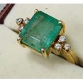 thumbnail image 1 of emerald ring emerald cut gemstone 925 sterling silver ring engagement ring wedding ring statement ring may birthstone raw emerald ring, 1 of 3