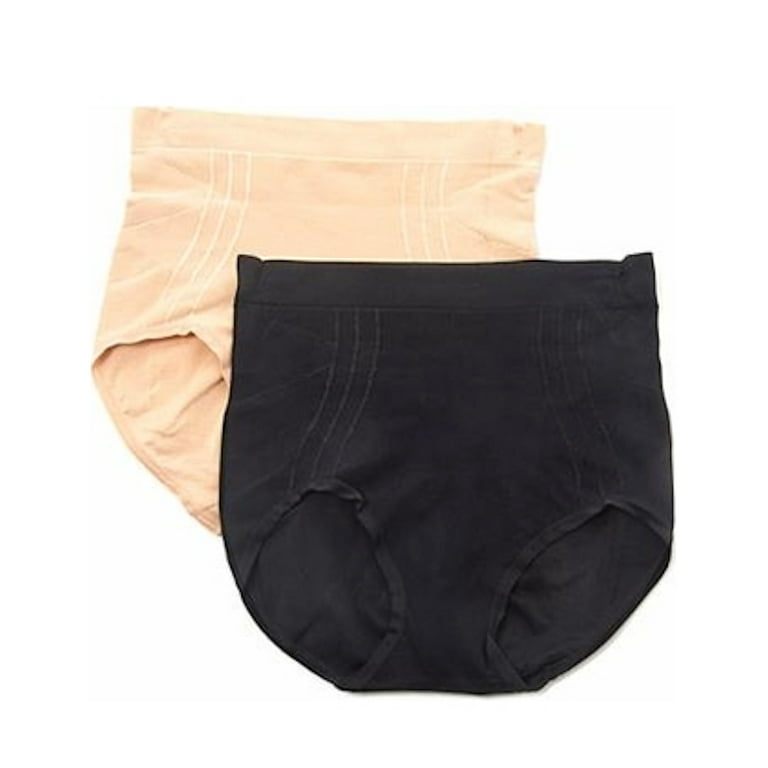 Belvia Comfia Tummy Control Shaping Brief Underwear-Black/Nude 2Pack  (Small) 