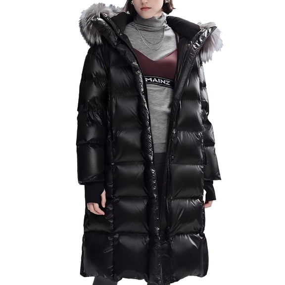 Women's winter padded goose down jacket, plus size long down jacket parka women's hooded, thickened
