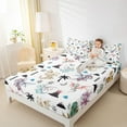 thumbnail image 4 of Feelyou Cute Magic Dino Queen Sheet Sets for Teen, Coconut Tree Plant Flat Sheet, Cartoon Cute Dinosaur Queen Fitted Sheet, Microfiber Bedroom Decor, 4 Pieces, 4 of 7