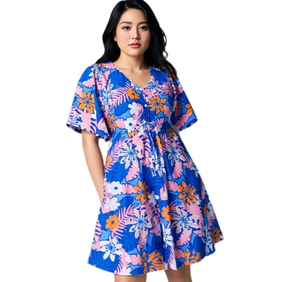 Gieenan Women Skirted Swimsuit Flower Print Swimdress Bathing Suit High Waist Swim Dress