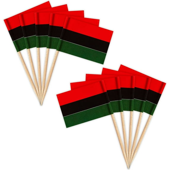 Afro American Flag Pan-African Toothpick Flags,Small Mini Afro American Cupcake Toppers Stick flags - Country Party Cocktail Fruit Decoration(100 Pcs)