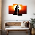 thumbnail image 3 of Elephant Stock Sunset Cowboy Wall Art - Horizontal Multi Panel Canvas - Living Room Wall Decor - Our America Multi Panel - Orange And Black Decor - 43" x 27", 3 of 8