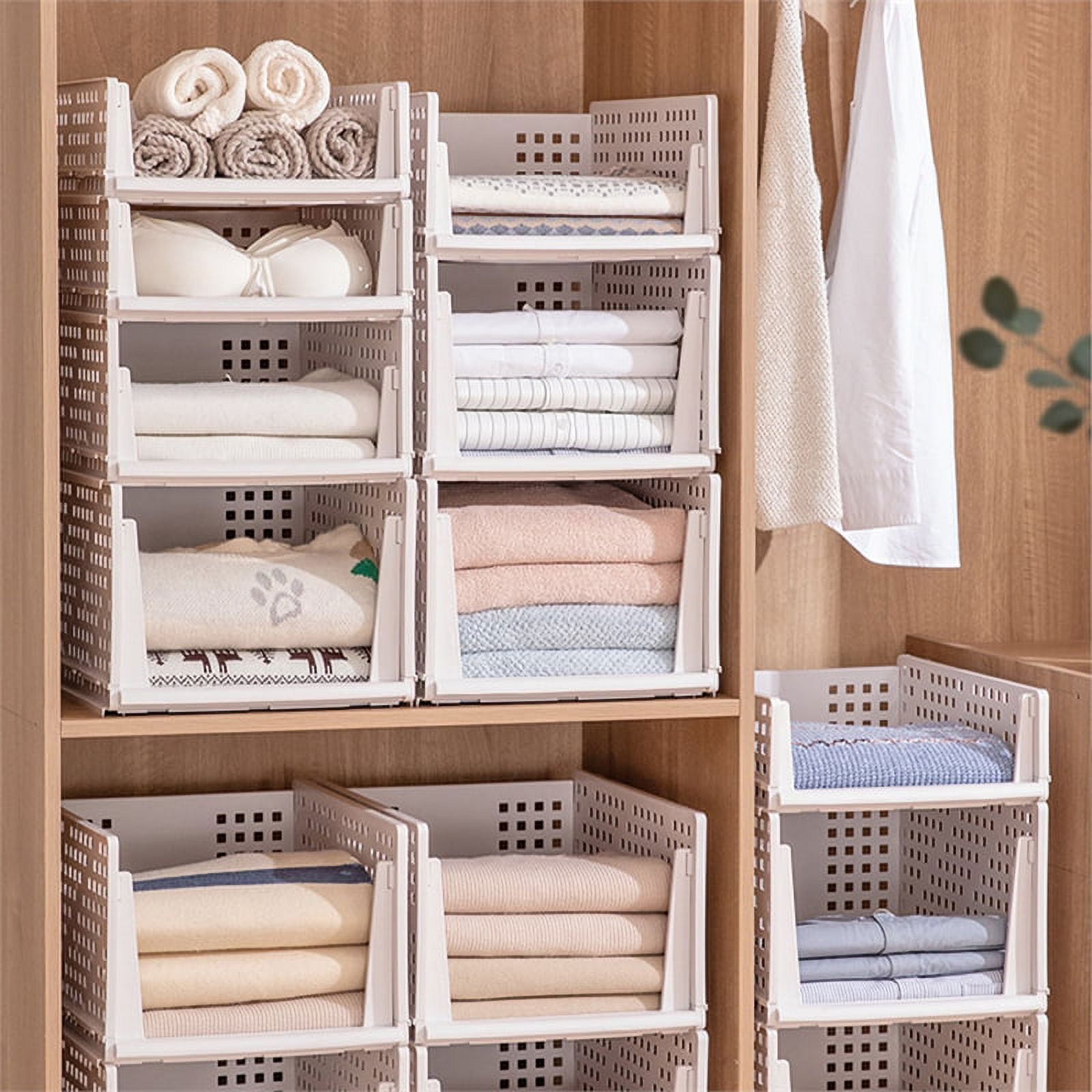 MYCEE Stackable Wardrobe Shelves, Plastic Shelves, Closet Shelf, Storage  Organiser, Shelf Rack, Stackable Shelf Rack 