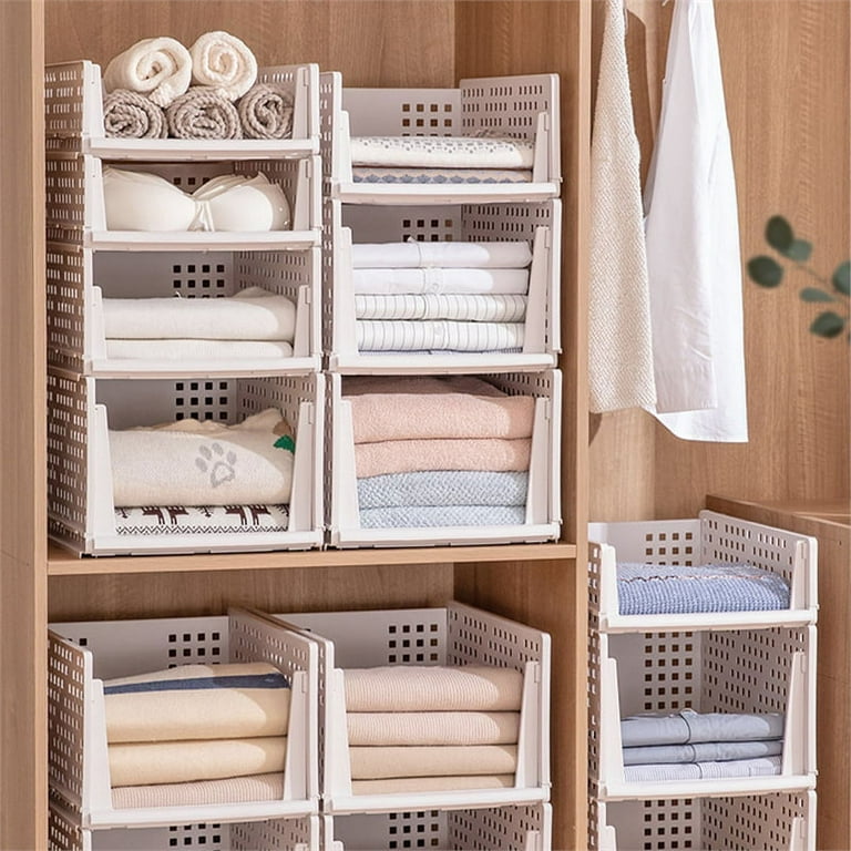 MYCEE Stackable Wardrobe Shelves, Plastic Shelves, Closet Shelf