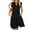 Black, variant on New Women's Solid Color V-Neck Loose Short-Sleeved Waist Stitching Dress