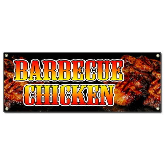 BARBEQUE CHICKEN BANNER SIGN smoked bbq barbecue grill