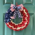 thumbnail image 7 of 4th of July Burlap Wreath - Rustic Patriotic Door Hanger with Red, White, and Blue Bow - Memorial Day and Independence Day Decor, 7 of 7