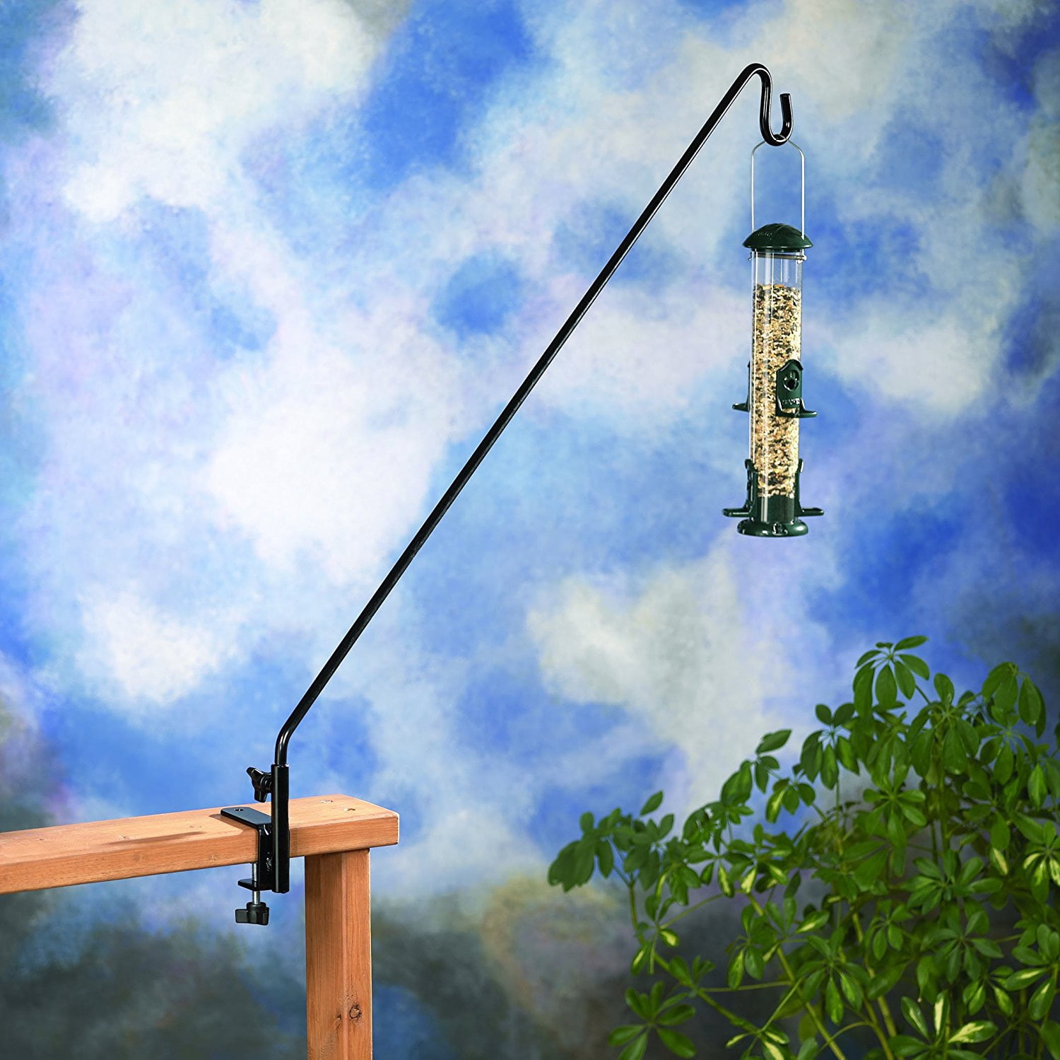 Green Esteem Stokes Select Bird Feeder Pole Black Metal Deck
