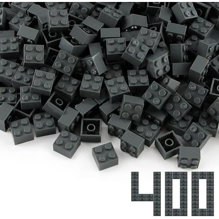 2x2 Bricks Dark Stone Gray 400 Pieces Parts Classic Building Creative Play Blocks Set Toy Compatible with 3003 Major Brick Brands