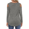 thumbnail image 4 of MEICHEN Spring and Summer Women's Clothing Color Cotton Fashion Solid Color Strapless Long Sleeved T Shirt, 4 of 6