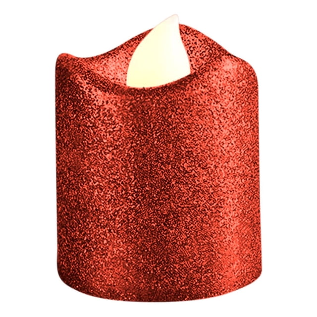 COM1950s Led Electronic Candles, Flameless Battery Operated Tea Lights with Wave Mouth Design and Sparkling Powder Effect, Set of 12 for Wedding Party and Bar Decorations