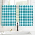 thumbnail image 3 of Brown White Plaid Kitchen Curtain 63 Inch Length Small Short Cafe Tiers Curtains Drape, Gradient Geometric Buffalo Checkered Window Treatment Rod Pocket Drapery Panels Curtains, 52x63, 3 of 5