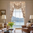 thumbnail image 6 of VOGOL Beige Damask Valance, Vintage Swag Curtains with Beaded Trim 39x43 Inches for Cottage, 6 of 8