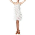 thumbnail image 2 of IBTOM CASTLE Women's Flapper Dress 1920s Sequin Tassel Latin Party Cocktail Dress Ballroom Dance Costume Vintage Fringe Dress 3XL White, 2 of 8