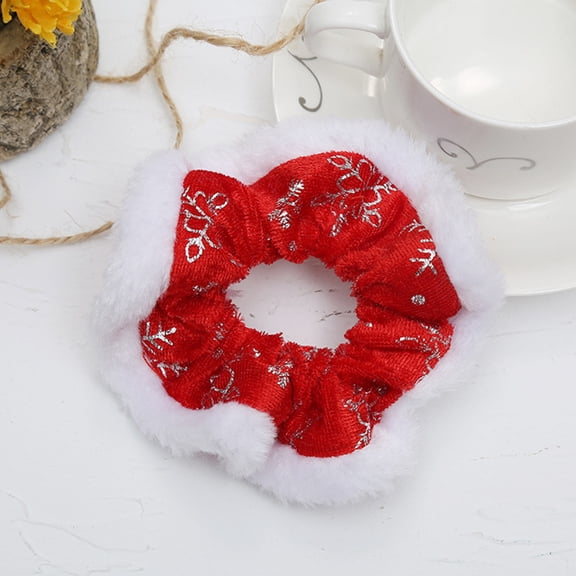 NICEXMAS 6Pcs Red Elastic Hair Tie Christmas Scrunchies Comfortable Hair Rope