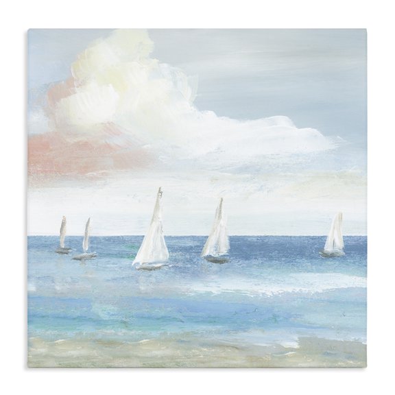 Stupell Industries Coastal Floating Sailboats Calm Ocean Tide Canvas Art, 24 x 24, by Nan