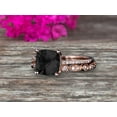 thumbnail image 1 of Cushion Cut 2.30 Carat Black Diamond Moissanite Engagement Ring with Unique Wedding Band 10k Rose Gold Art Deco Bridal Set Anniversary Gift, 1 of 5