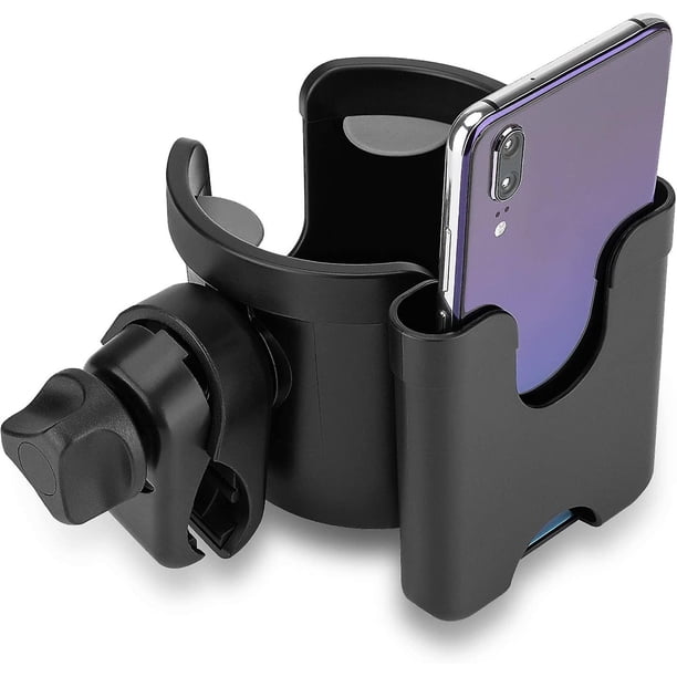Soporte de portavasos para cochecito con soporte/organizador de teléfono, soporte de copa universal para bicicleta, soporte de copa 2 en 1 para andador, bicicleta, silla de ruedas, andador Feliz Sencillez