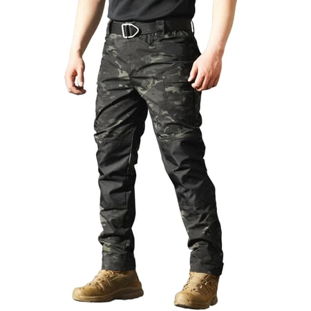 TOMVIGX Tactical Cargo Pants for Men Outdoor Waterproof Quick Dry Hikking Pants Baggy Ripstop Work Overalls Multi Pocket Trousers Camouflage XL