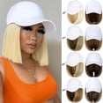 thumbnail image 1 of Qlenkay Casquette de Baseball avec Extensions de Cheveux 14 Pouces Droite Courte Coiffure Perruque Réglable Chapeau Attaché Postiche Synthétique pour Femme Blond Cendré Mélange Blond Décoloré Haute Qualité, 1 of 5